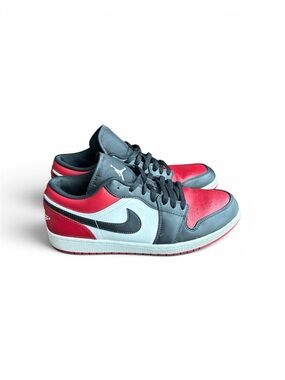 Air Jordan 1 Low-Top Sneakers in Red, Black & White